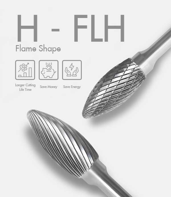 carbide burr shape H flh size