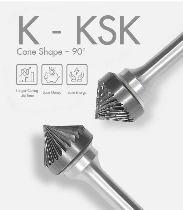 carbide burr shape K ksk size
