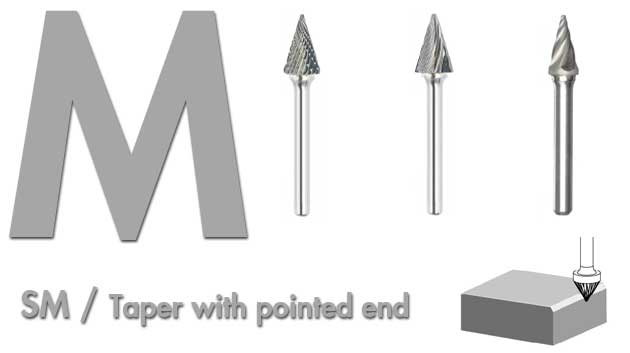 carbide-burrs-shape-M taper with pointed end