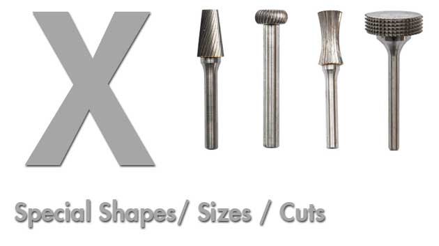 carbide-burrs-shape-X special shapes sizes and cuts